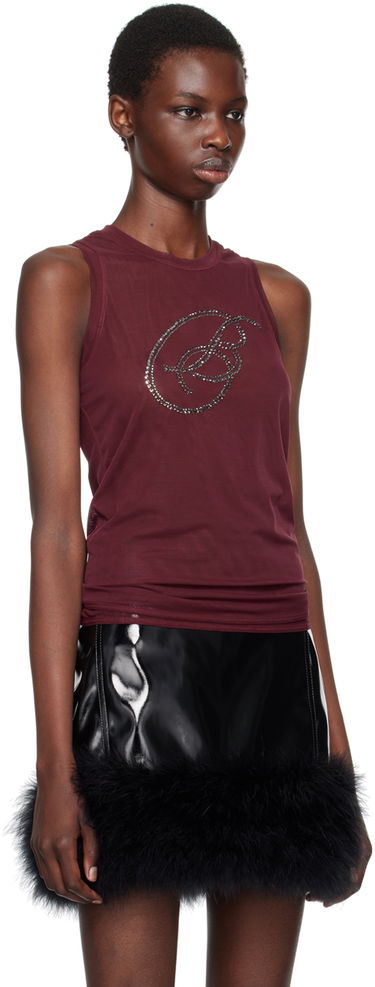 Tankkitoppi Blumarine Blumarine Rhinestone Monogram Tank Top Musta | A422T073A, 4