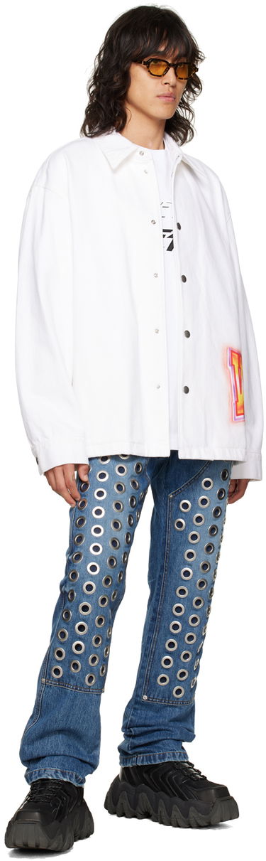 Takki We11done We11done Printed Denim Jacket Valkoinen | WD-DJ3-22-312-U-WH, 3