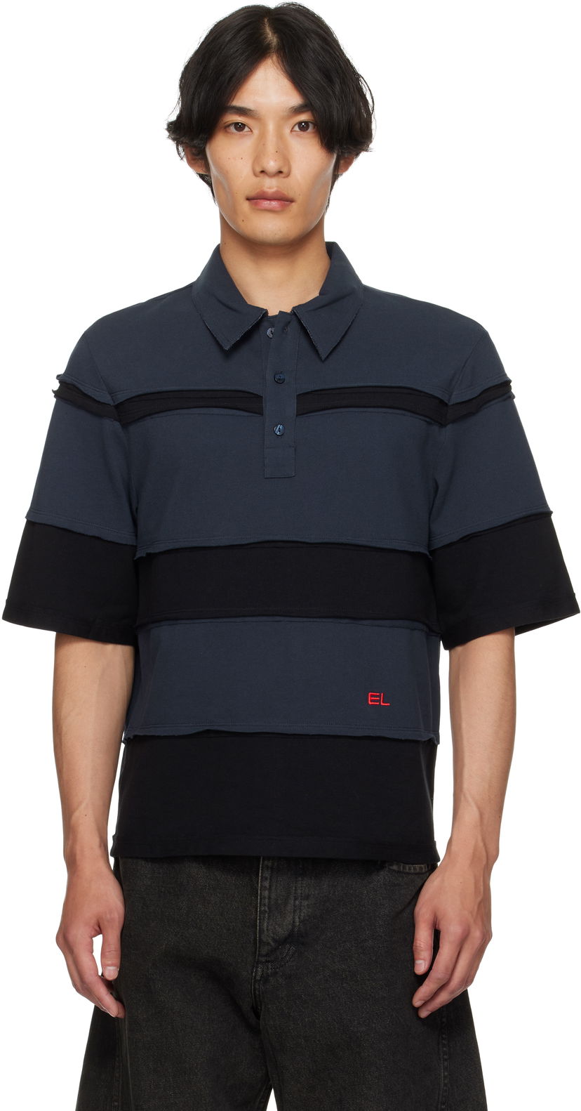 Poolopaita Eckhaus Latta Eckhaus Latta Striated Polo Tummansininen | 1401-EL-PF25-M