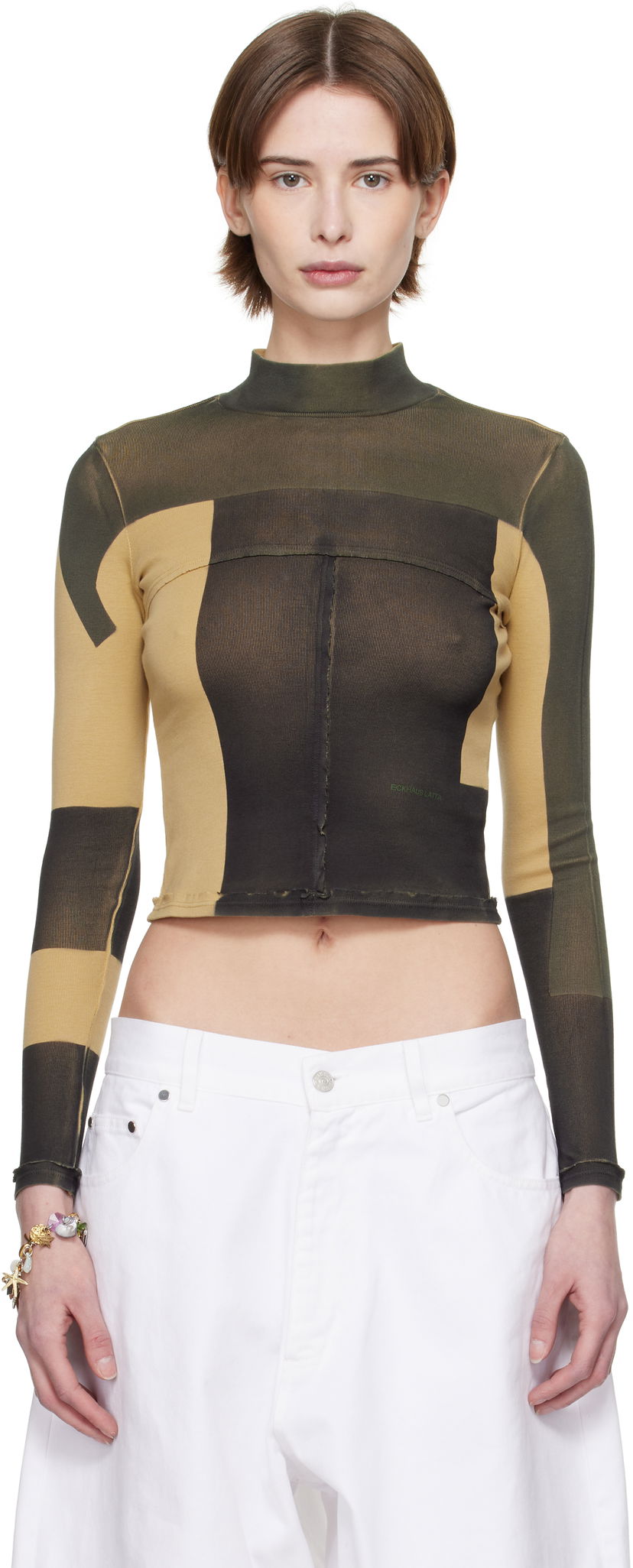 Crop top Eckhaus Latta Eckhaus Latta Lapped Baby Crop Top Ruskea | 305-EL-PS25-R -