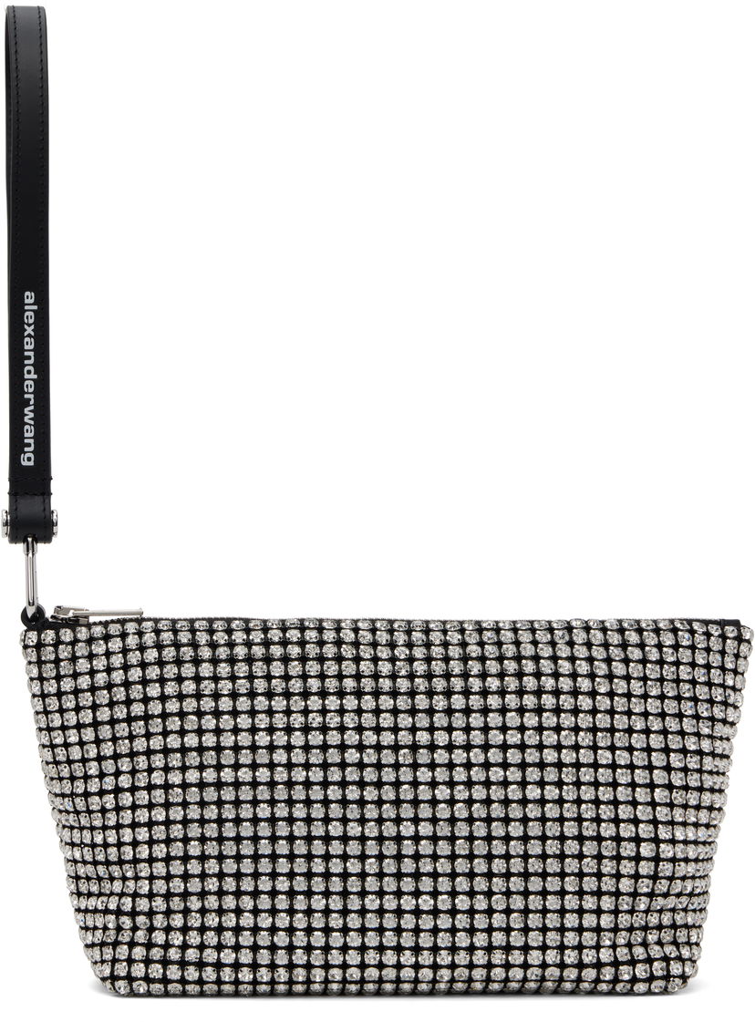 Käsilaukku Alexander Wang Alexander Wang Heiress Crystal-Embellished Wristlet Pouch Musta | 70424N13M