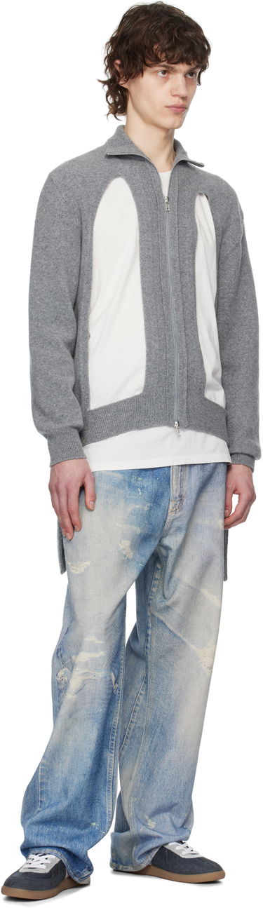 Villapaita Simone Rocha Simone Rocha Zip Up Cut Out Window Cardigan Harmaa | LMK4M 0660, 3