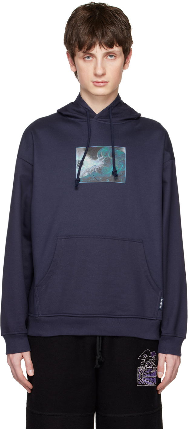 Huppari PACCBET Rassvet Navy Printed Hoodie Tummansininen | PACC12T122