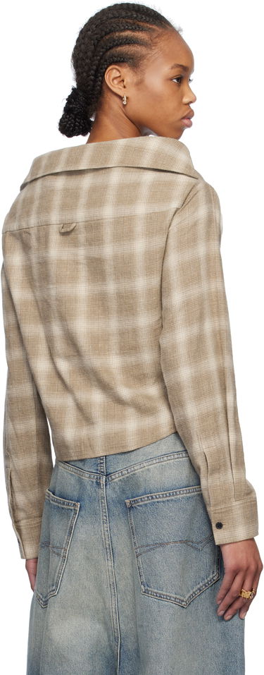 Villapaita We11done We11done Check Panel Off-Shoulder Sweatshirt Beige | WD-BL0-25-153-W-BG, 2