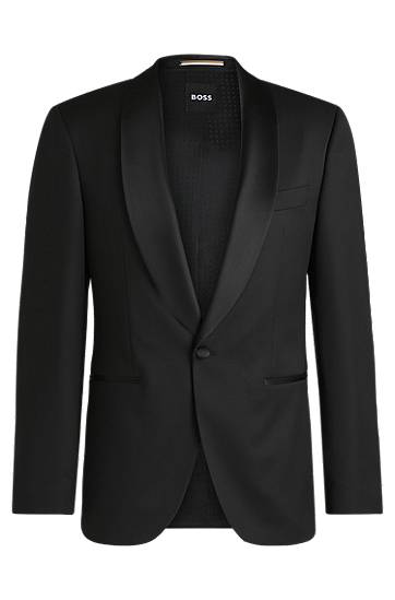 Takki BOSS BOSS Tuxedo Jacket in Virgin Wool Serge Musta | 50469185, 0