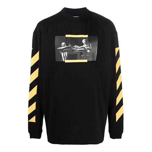 Villapaita Off-White Off-White Caravaggio Painting Stripe Long Sleeve Loose Fit T-Shirt Musta | OMAB032F21JER0061084