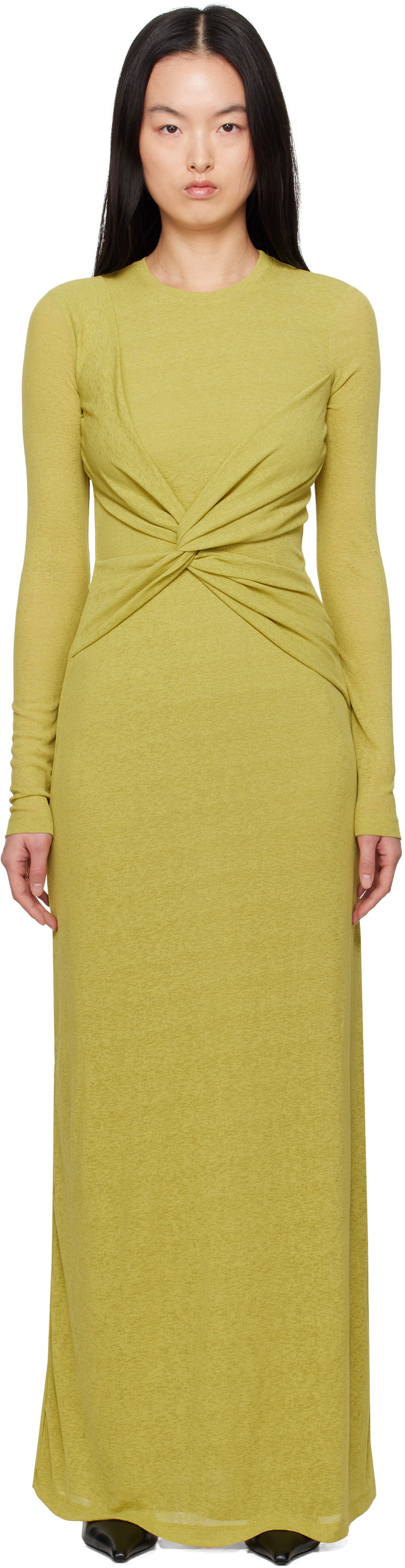 Mekko Nanushka Nanushka Rozal Twist Front Maxi Dress Vihreä | NW25RSDR16464