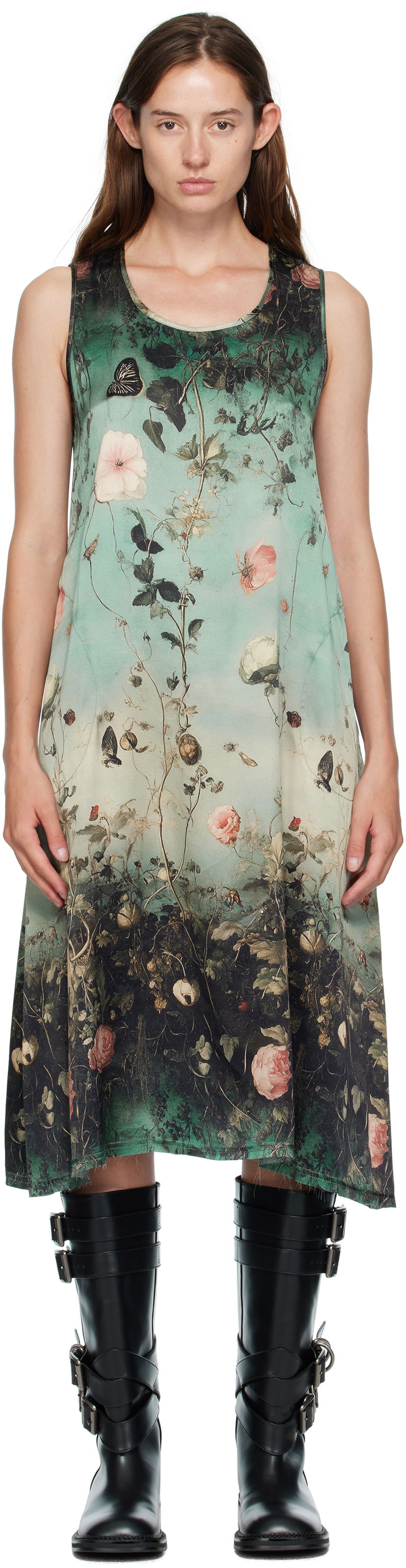 Mekko R13 R13 Sleeveless Floral-Print Midi Dress Vihreä | R13WR304-R584A