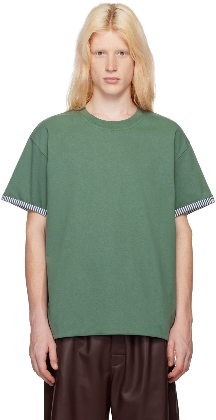 T-paita Bottega Veneta Double-Layer T-Shirt Vihreä | 754683V39G0
