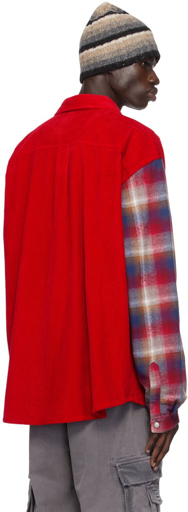 Paita ERL Corduroy Overshirt with Plaid Sleeves Punainen | ERL09B005, 2