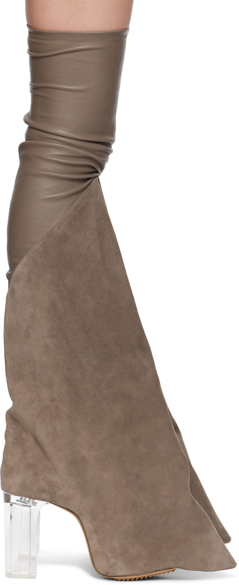 Mekko Rick Owens Rick Owens Hollywood Taco Kiss Suede Tall Boots Harmaa | RO01E7843 LSLVS0
