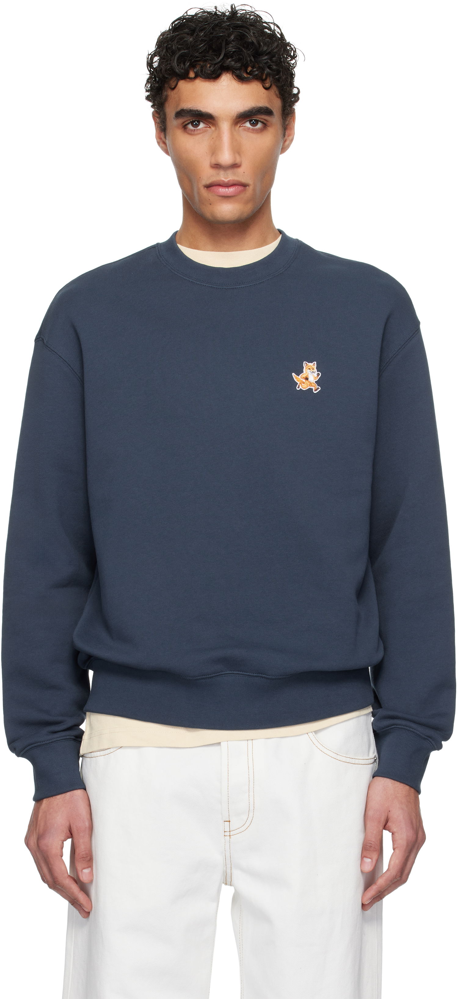 Huppari MAISON KITSUNÉ Maison Kitsuné Speedy Fox Patch Comfort Sweatshirt Tummansininen | MM00313KM0321, 0