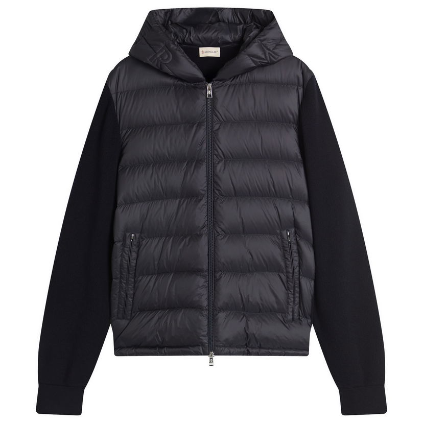 Takki Moncler Hybrid Zip Through Hooded Jacket, Size Large Musta | 9B000-06-M1131-776