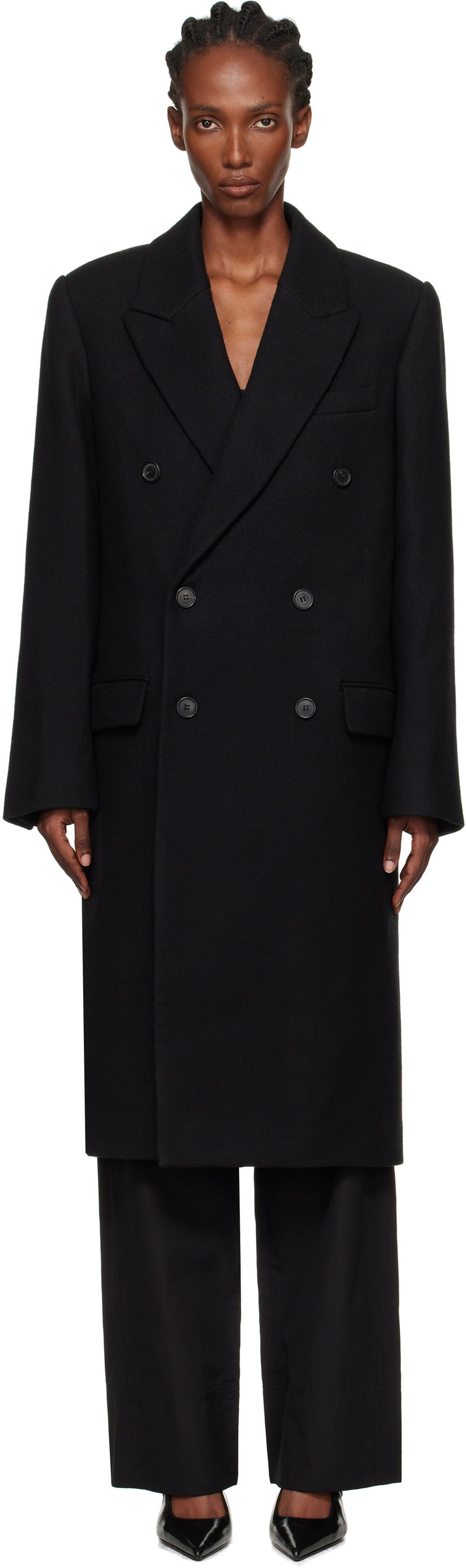 Takit WARDROBE.NYC WARDROBE.NYC Double Breasted Coat Musta | W4108F25WO
