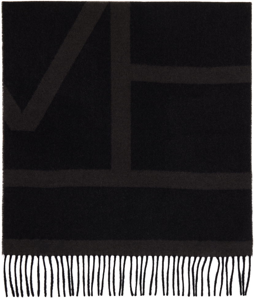 Huivi TOTEME TOTEME Monogram Jacquard Wool Scarf Musta | 234-WSASC239-FB0050