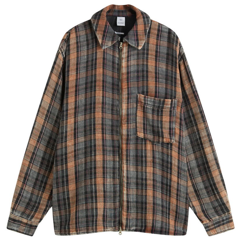 Paita Won Hundred Zayne Zip Overshirt Bleached Check Ruskea | 3702-14283