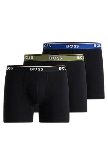 Nyrkkeilijät BOSS Three-pack of stretch-cotton boxer briefs with logos Musta | 50531691