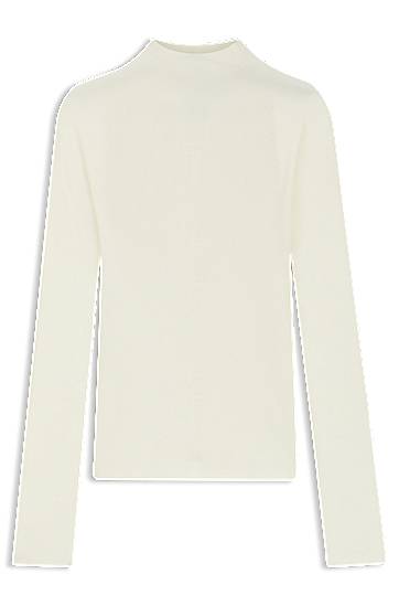 Villapaita BOSS Mock-neck sweater in merino wool with mixed ribbing Beige | 50549166
