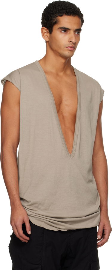 T-paita Rick Owens DRKSHDW Concordians Dylan Deep V-neck T-shirt Ruskea | DU02E7157 BH, 4