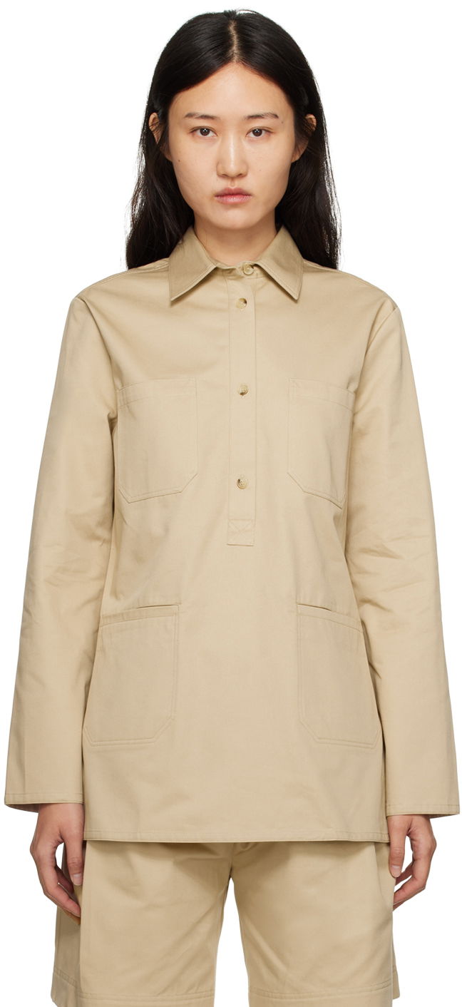 Paita TOTEME Long Sleeve Utility Top Beige | 233-5060-264