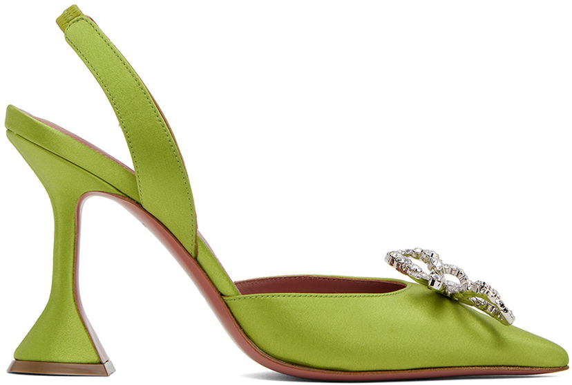 Tennarit ja kengät Amina Muaddi Sling 95 Satin Heels Vihreä | ROSIE SLING CL SATIN