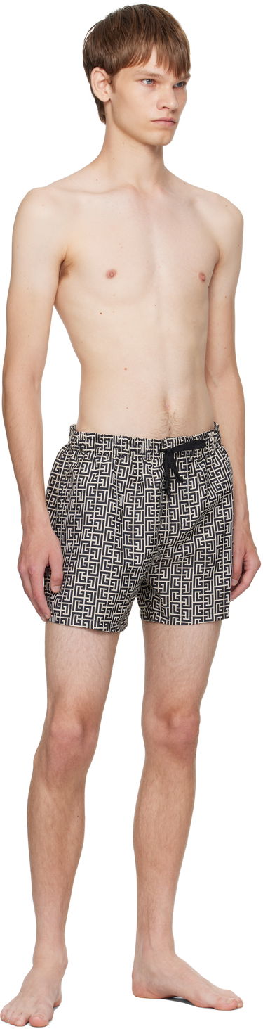 Uimapuvut Balmain Balmain Monogram Swim Shorts Beige | BWB641500, 3