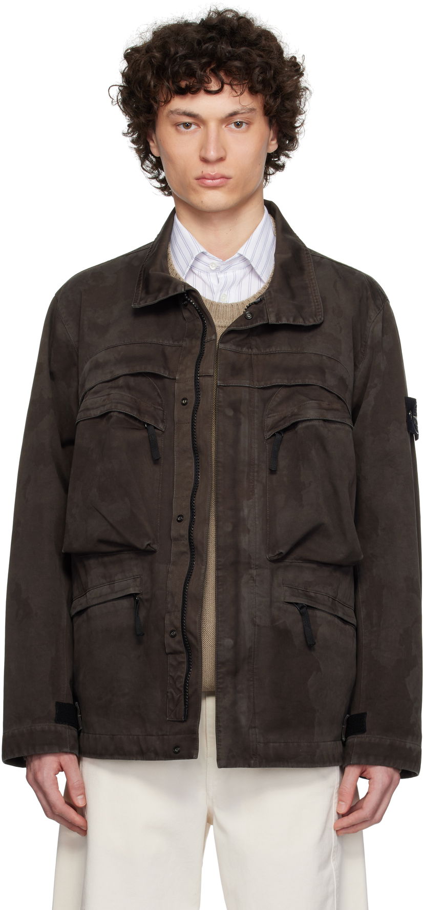 Parka Stone Island Stone Island Laser Camo 3L Raso Gommato Jacket Ruskea | K1S15 4100022 S0078