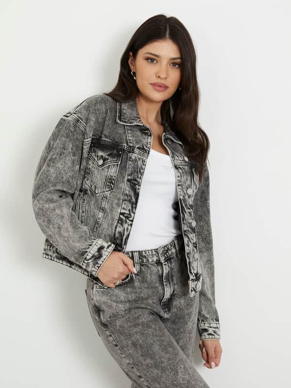 Takki GUESS Relaxed Fit Denim Jacket Harmaa | W4RN62D56B3