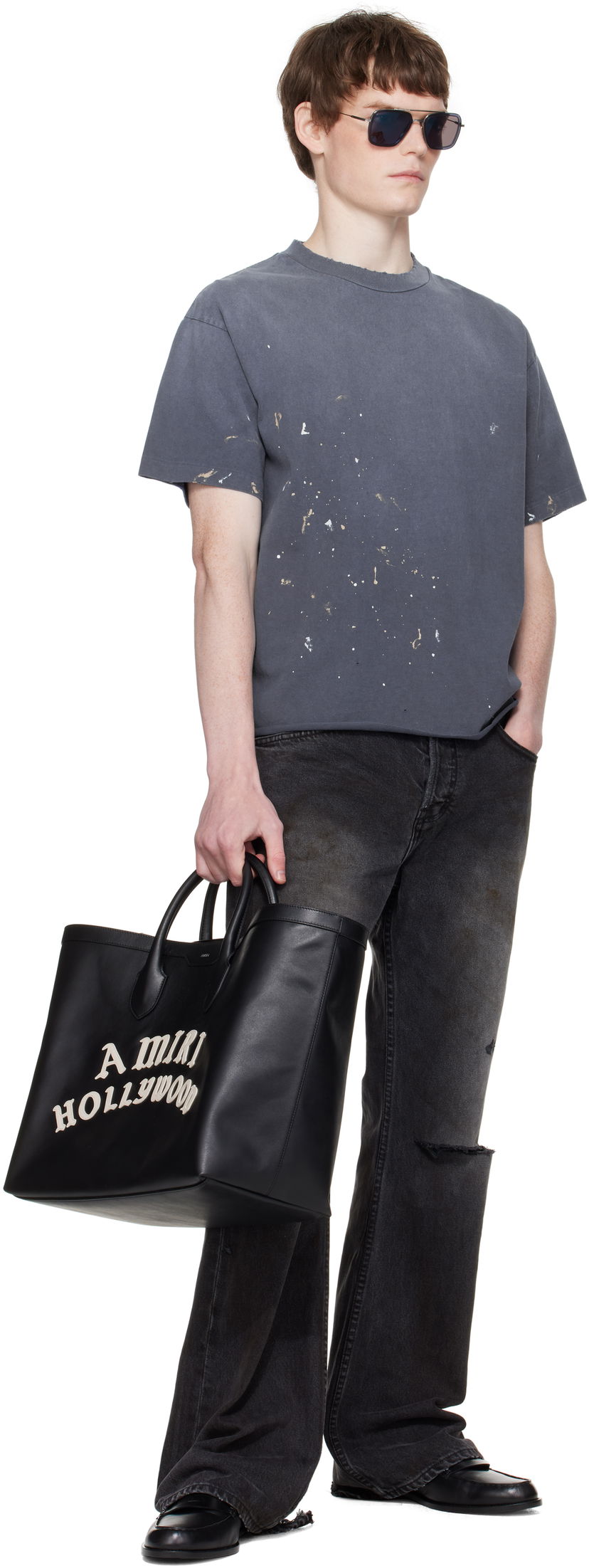 Kangaskassi AMIRI AMIRI Hollywood Leather Tote Bag Harmaa | AMBGTO1015
