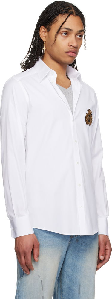 Paita Dolce & Gabbana Dolce&Gabbana Heraldic Patch Cotton Shirt Valkoinen | G5ML1ZGI757, 1