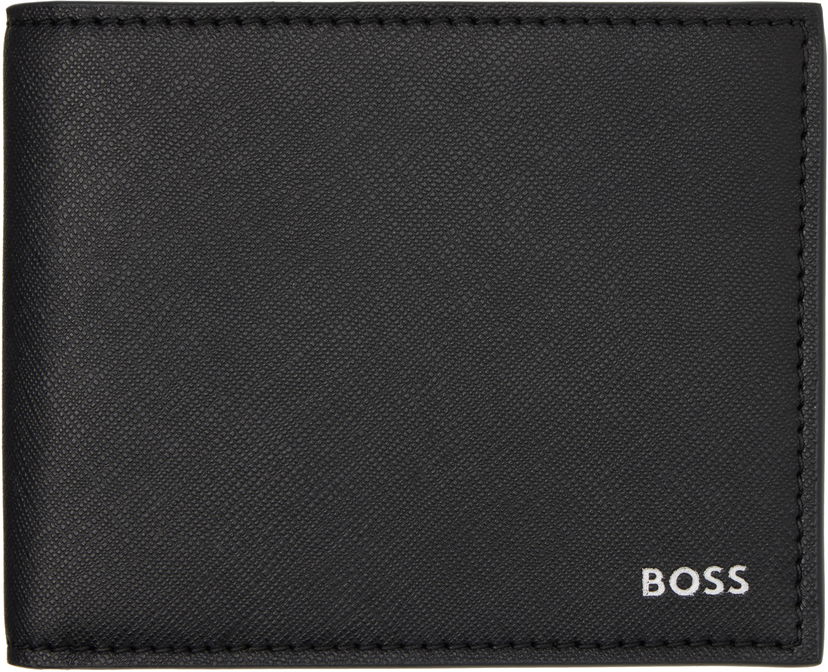 Lompakko BOSS Leather Trifold Wallet Musta | 50536727
