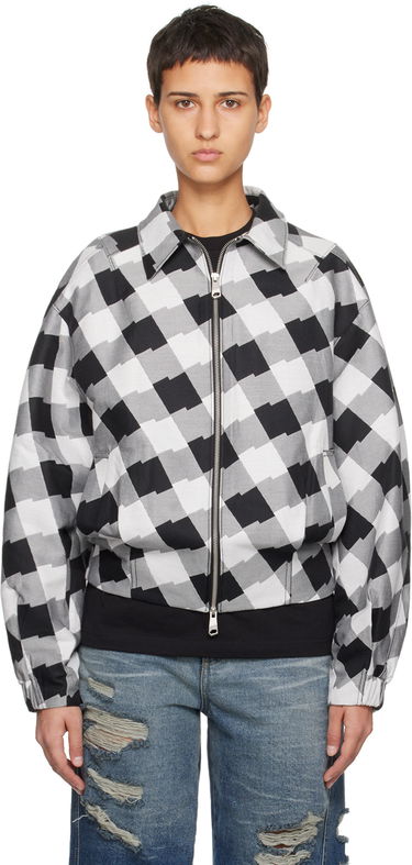 Bomber-takki ADER ERROR Check Print Zip-Up Jacket Musta | BMADFWJK1001WH, 0