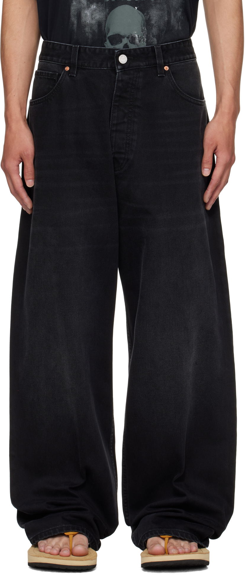 Jeans VETEMENTS Vetements Anarchy Reworked Wide-Leg Jeans Musta | UH76DP110B2