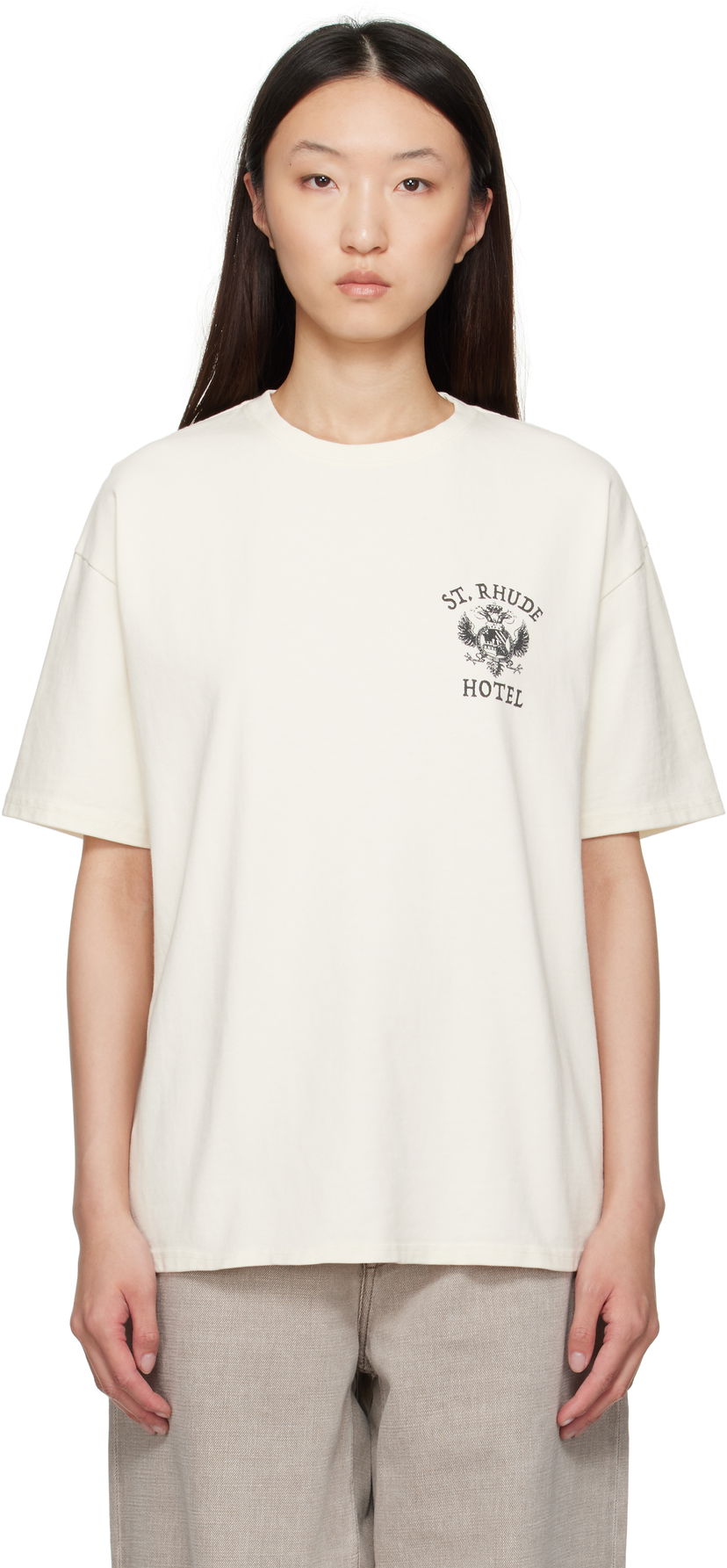 T-paita Rhude Rhude 'St. Rhude' Seal Graphic T-Shirt Valkoinen | RHPF25TT01012