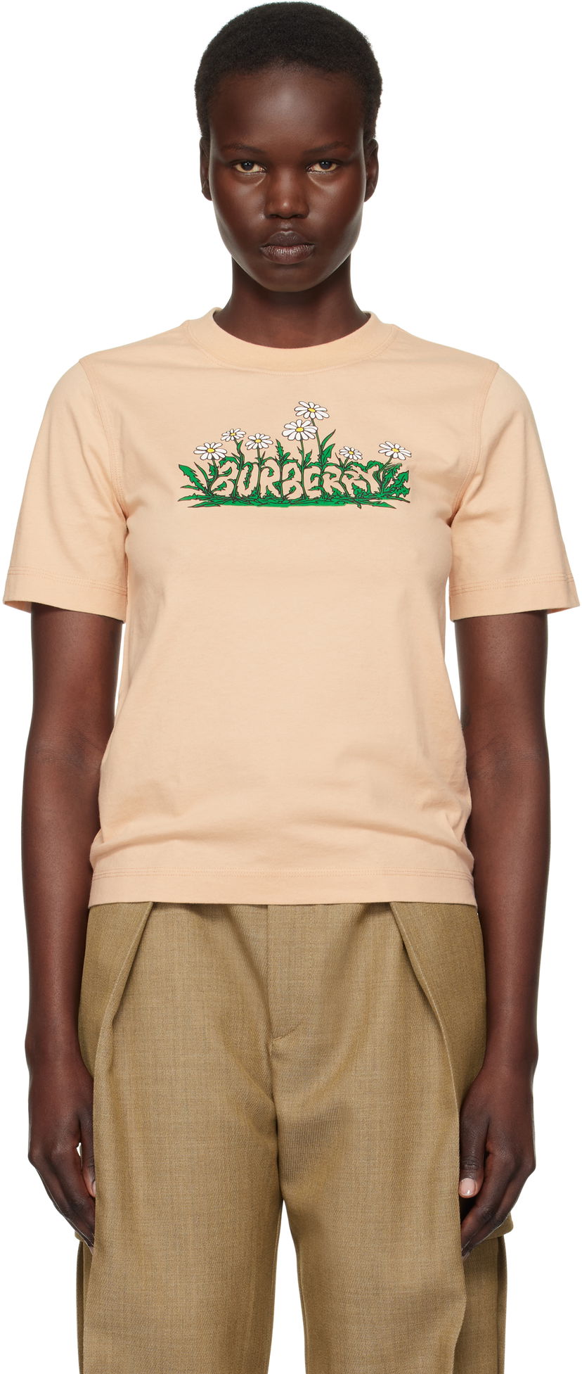 T-paita Burberry Daisy Logo Cotton T-Shirt Vaaleanpunainen | 8102402