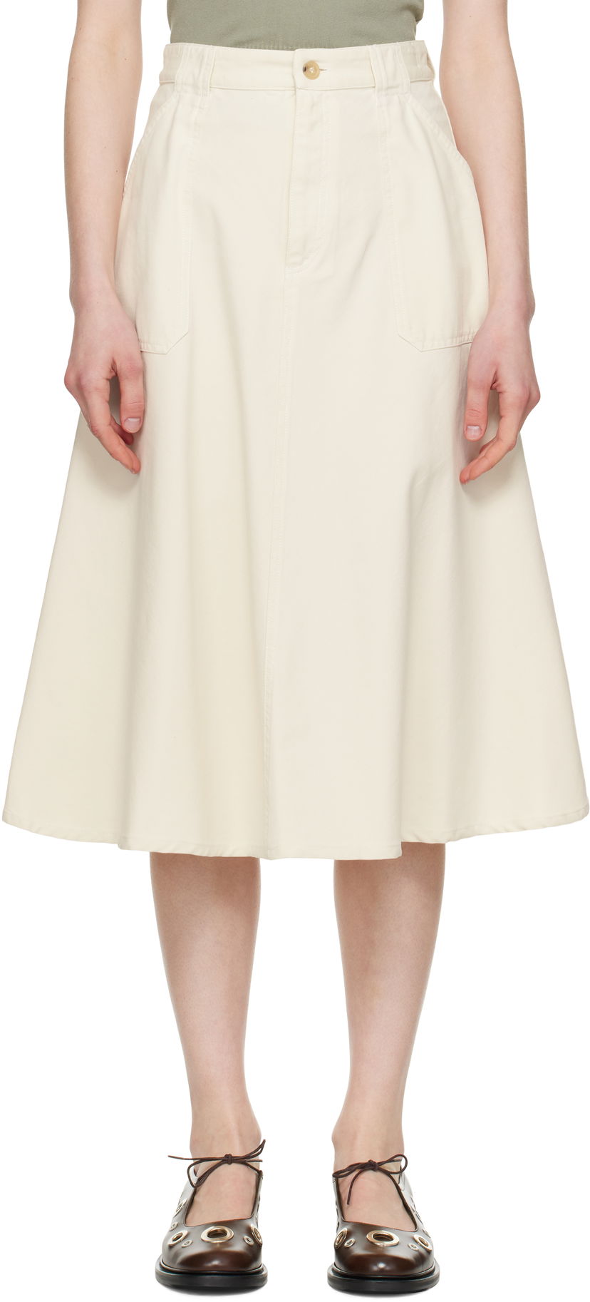 Hame A.P.C. A.P.C. Laurie Midi Skirt Beige | COGBJ-F06410