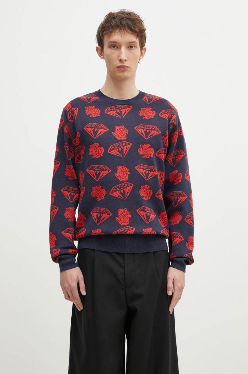 Villapaita BILLIONAIRE BOYS CLUB Diamonds & Dollars Knitted Jumper Sininen | B24223