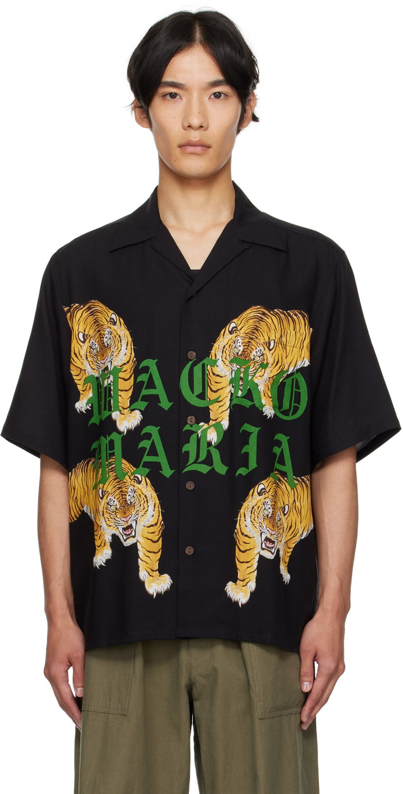 Paita WACKO MARIA WACKO MARIA Tim Lehi Tiger Print Shirt Musta | 25SS-WMS-HI07