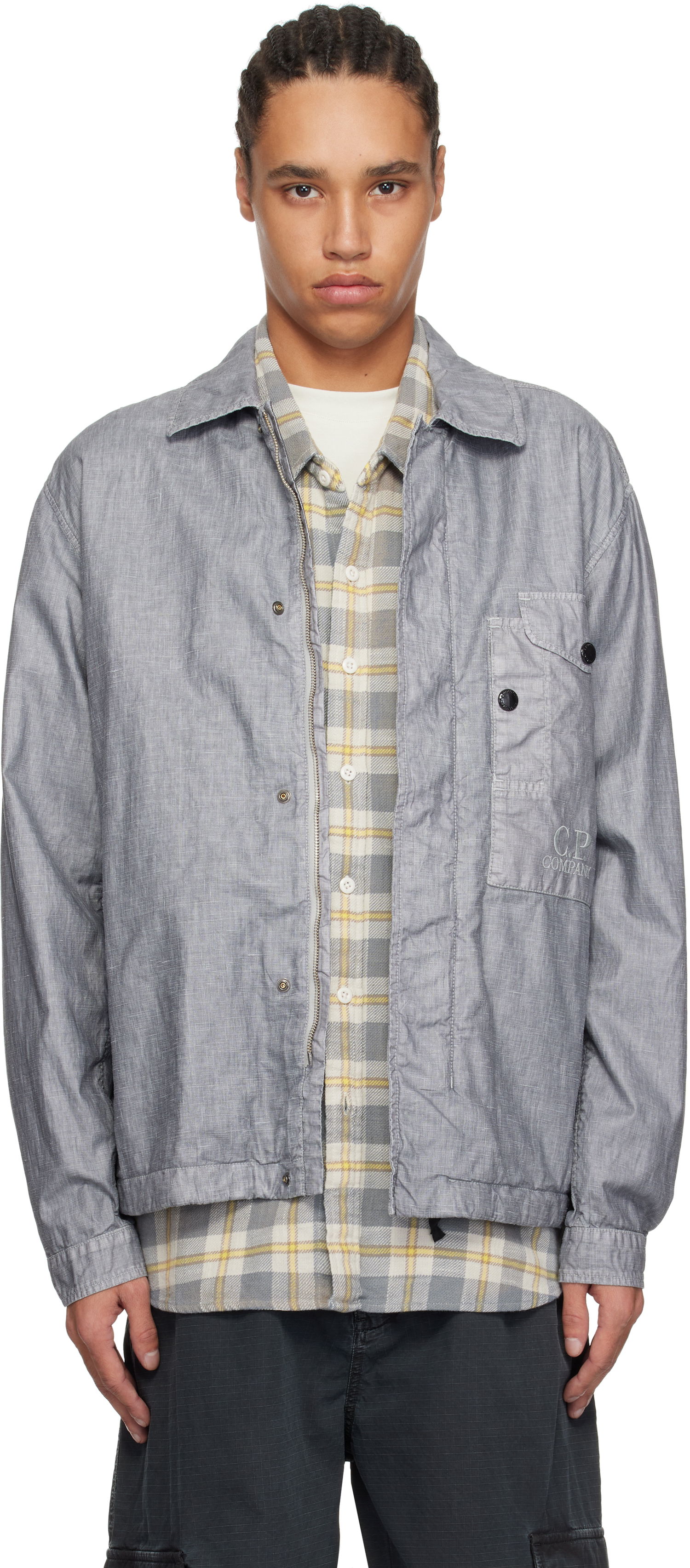 Tuulitakki C.P. Company C.P. Company Lino Wax Overshirt Harmaa | 18CMOS203A-006284G, 0