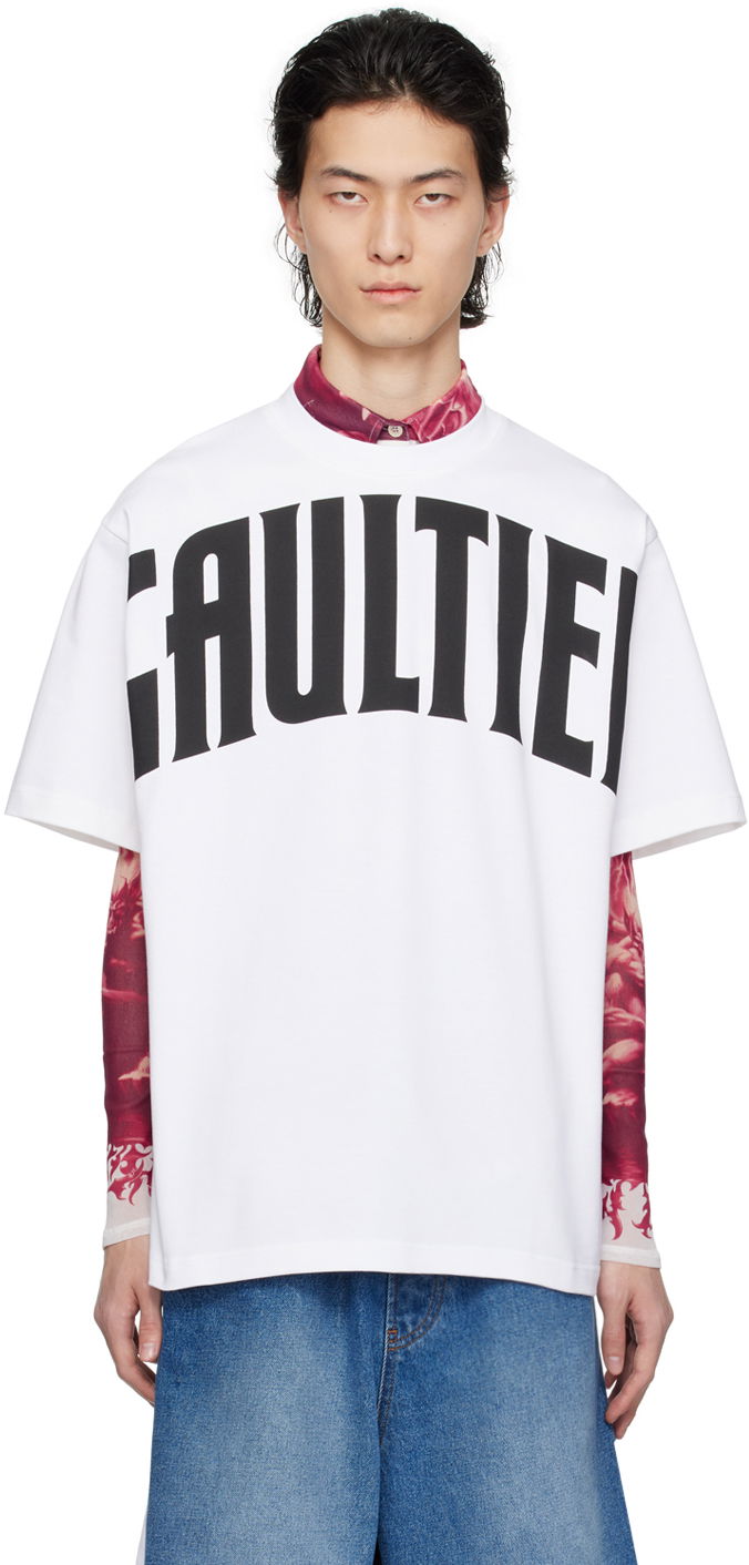 T-paita Jean Paul Gaultier Jean Paul Gaultier 'The Large Gaultier' T-Shirt Valkoinen | 24/25-U-TS065I-J055-0100