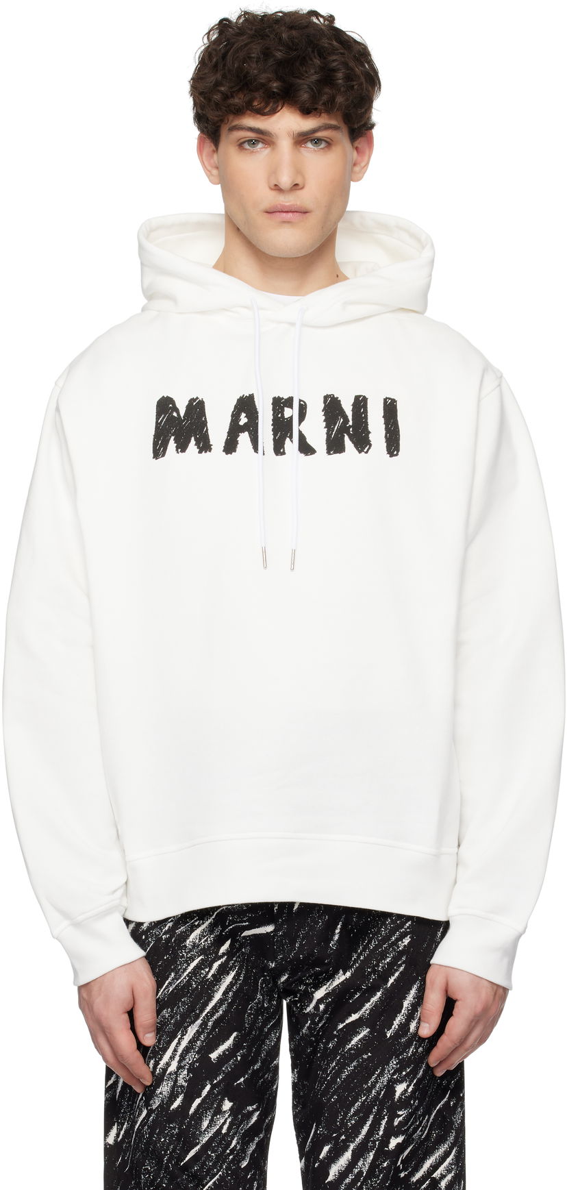 Huppari Marni Marni Crayon Logo Print Organic Hoodie Valkoinen | FUMU0137P2 USCX25