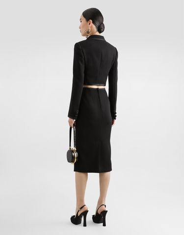Takki Dolce & Gabbana Dolce & Gabbana Short Double-breasted Wool Crepe Jacket Musta | F27EHTFUBD2N0000, 2