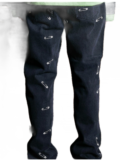 Jeans Pleasures Safety Pin 5 Pocket Denim Jeans Musta | P22W038-BLACK
