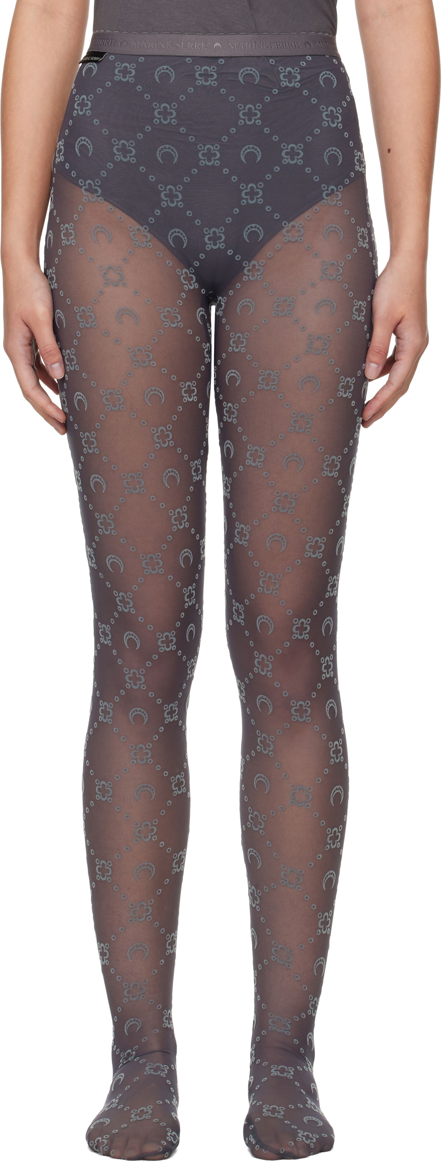Sukat Marine Serre Recycled Mesh Flock Tights Harmaa | WUW034A CJER0005, 0