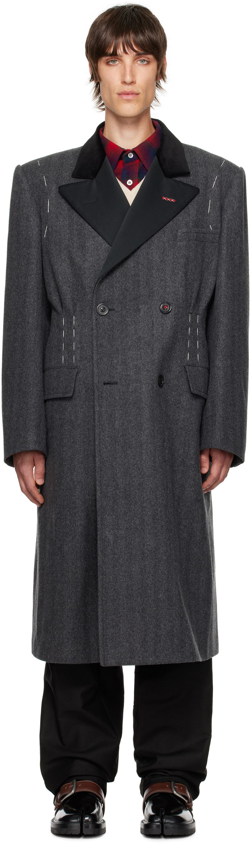 Takit Maison Margiela Double-Breasted Coat Harmaa | SI1AA0002 S53338