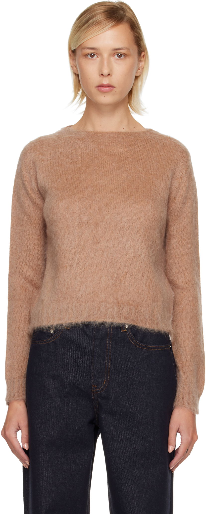 Villapaita Max Mara Aceto Fuzzy Knit Sweater Beige | 2526366122600