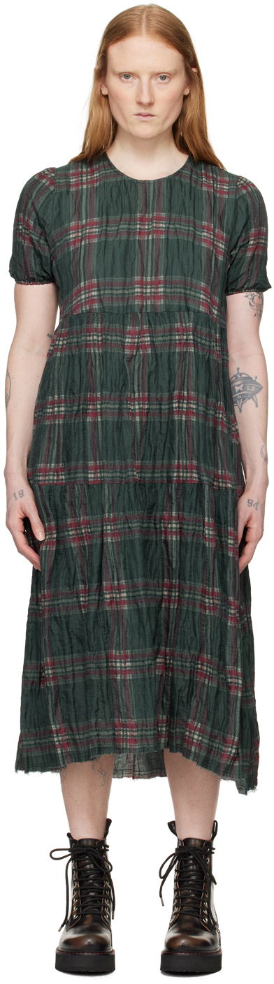 Mekko R13 R13 Check Midi Dress Vihreä | R13WR028-R368B