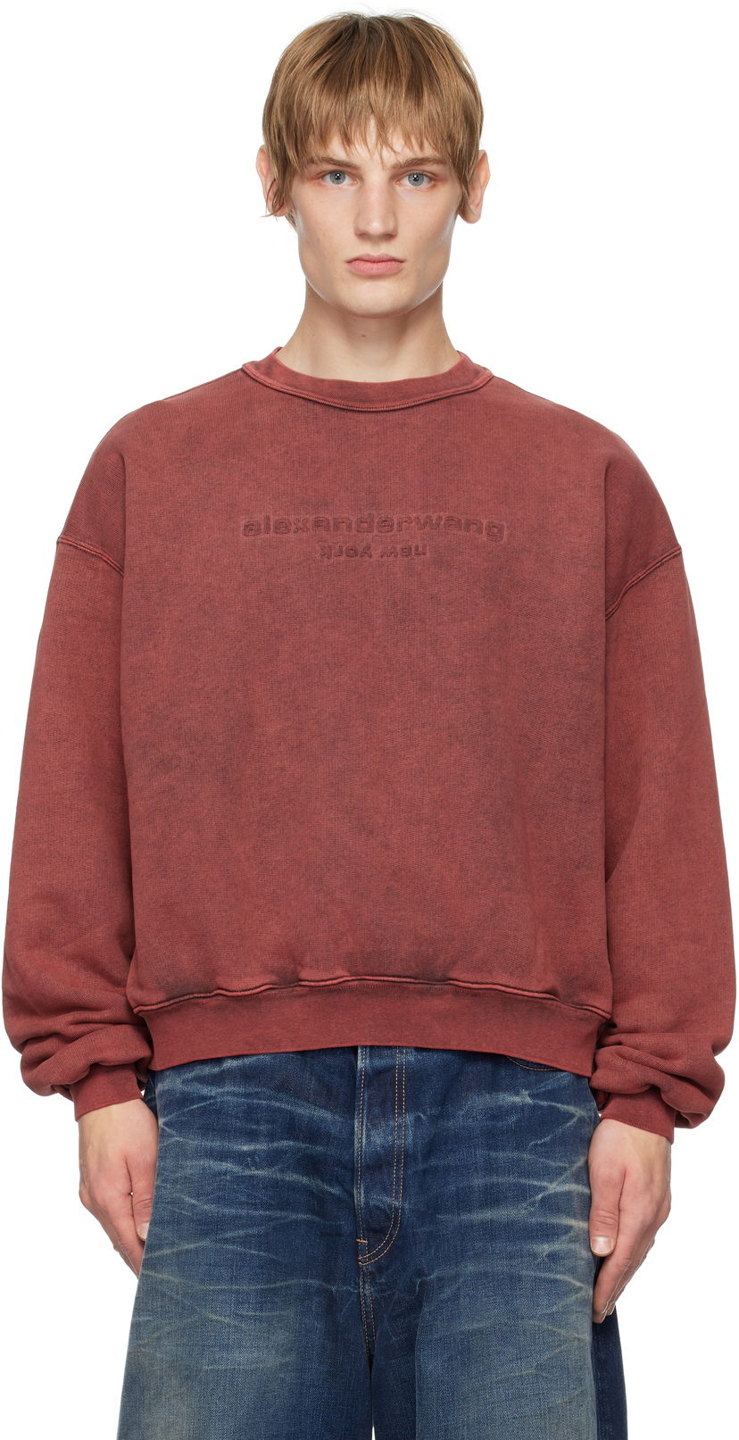 Huppari Alexander Wang Embossed Logo Cotton Sweatshirt Punainen | UCC4241740