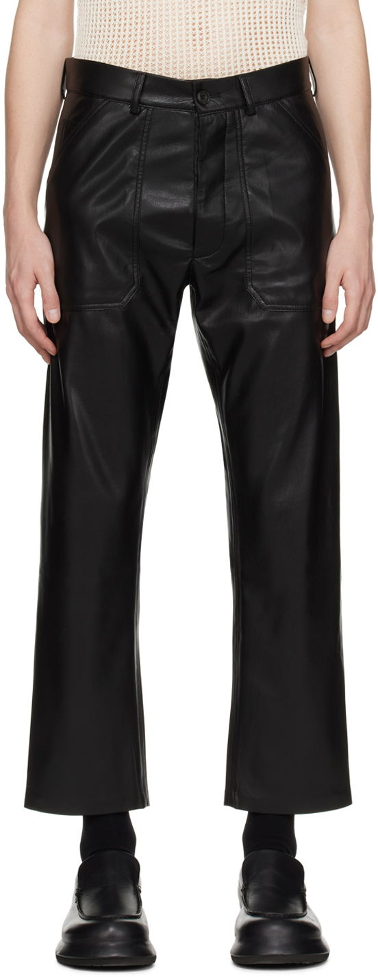 Cargo housut Nanushka Vegan Leather Trousers Musta | NM22FWPA00599
