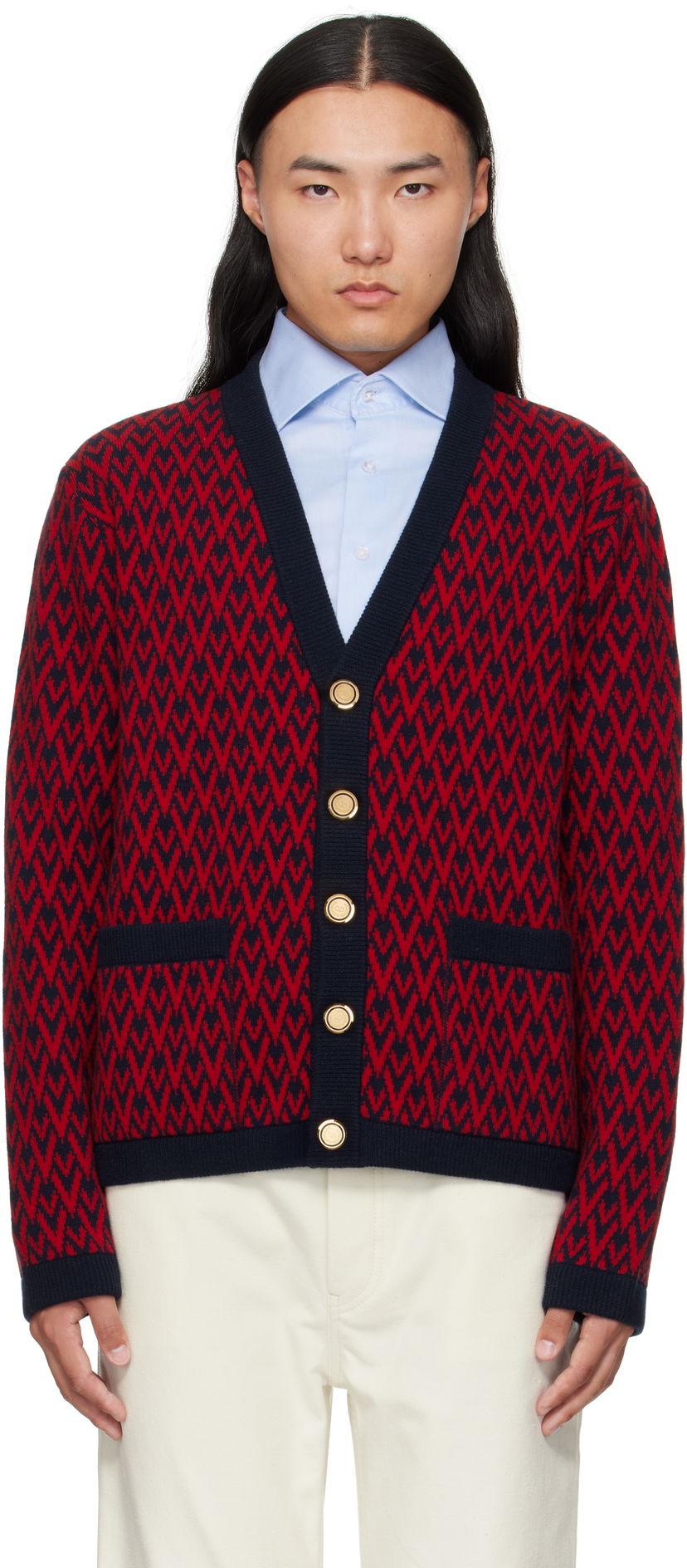 Villapaita Valentino Valentino 'Toute La V' Wool Cardigan Punainen | 7V3KA04IAR1